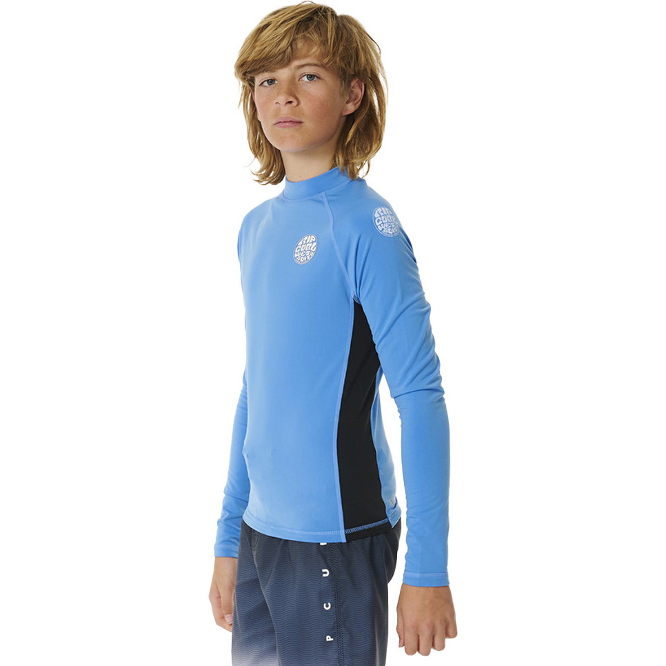 2026 Rip Curl Junior Icons UV Brushed Long Sleeve Rash Vest 11YBRV - Blue Gum